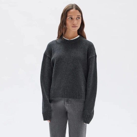 chlo merino knit jumper | grey marle | assembly label