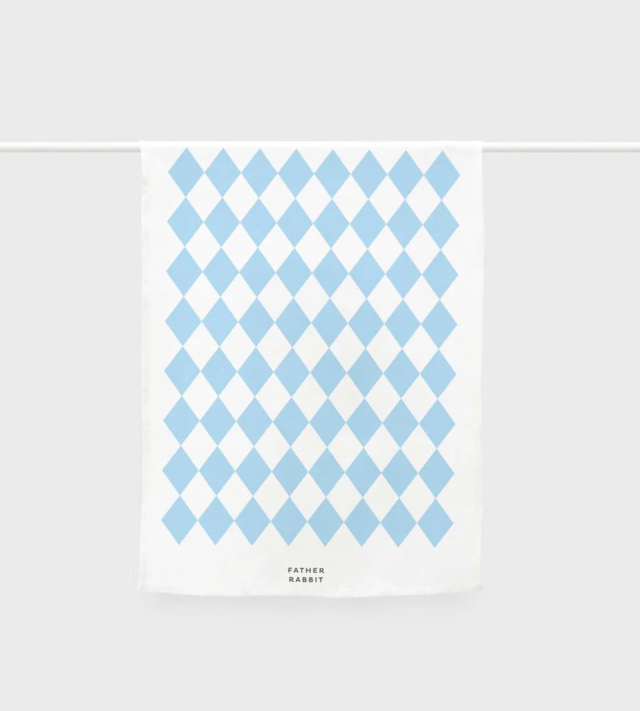 blue diamonds | tea towel | father rabbit