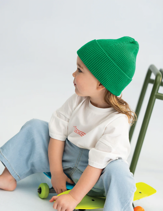 cotton knit beanie | green | sonny label