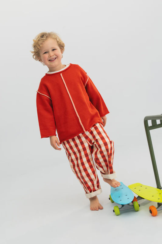 contrast knit jumper | red | sonny label