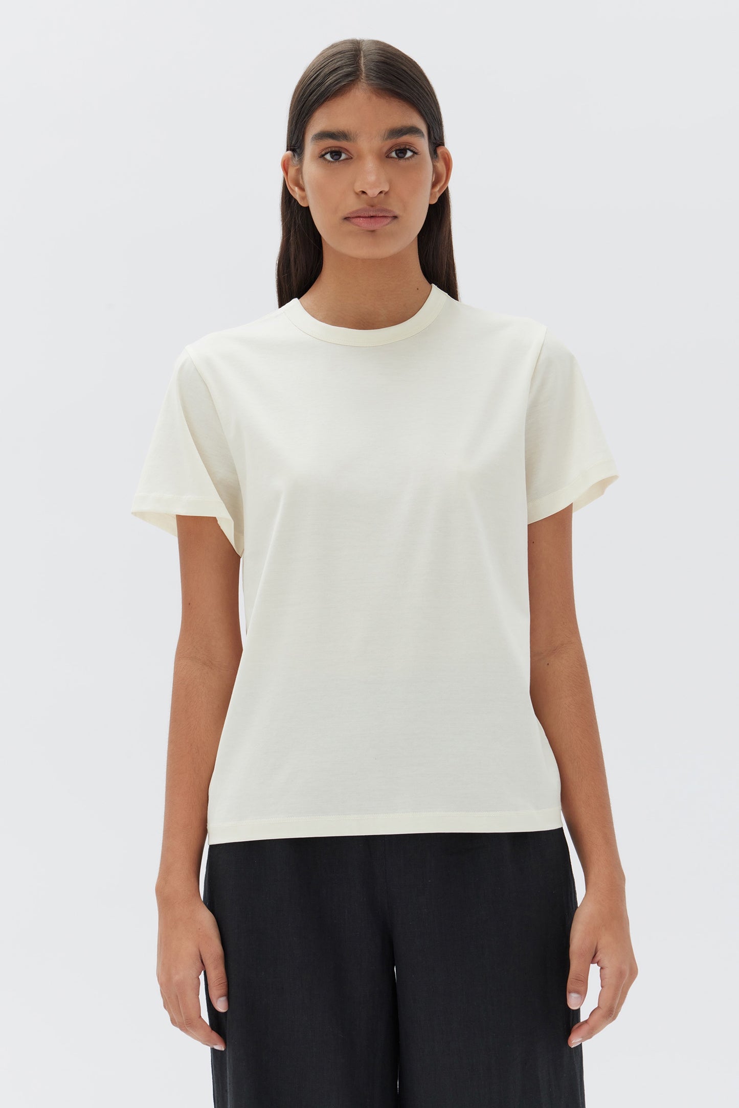 silk blend tee | cream | assembly label – GATHERED